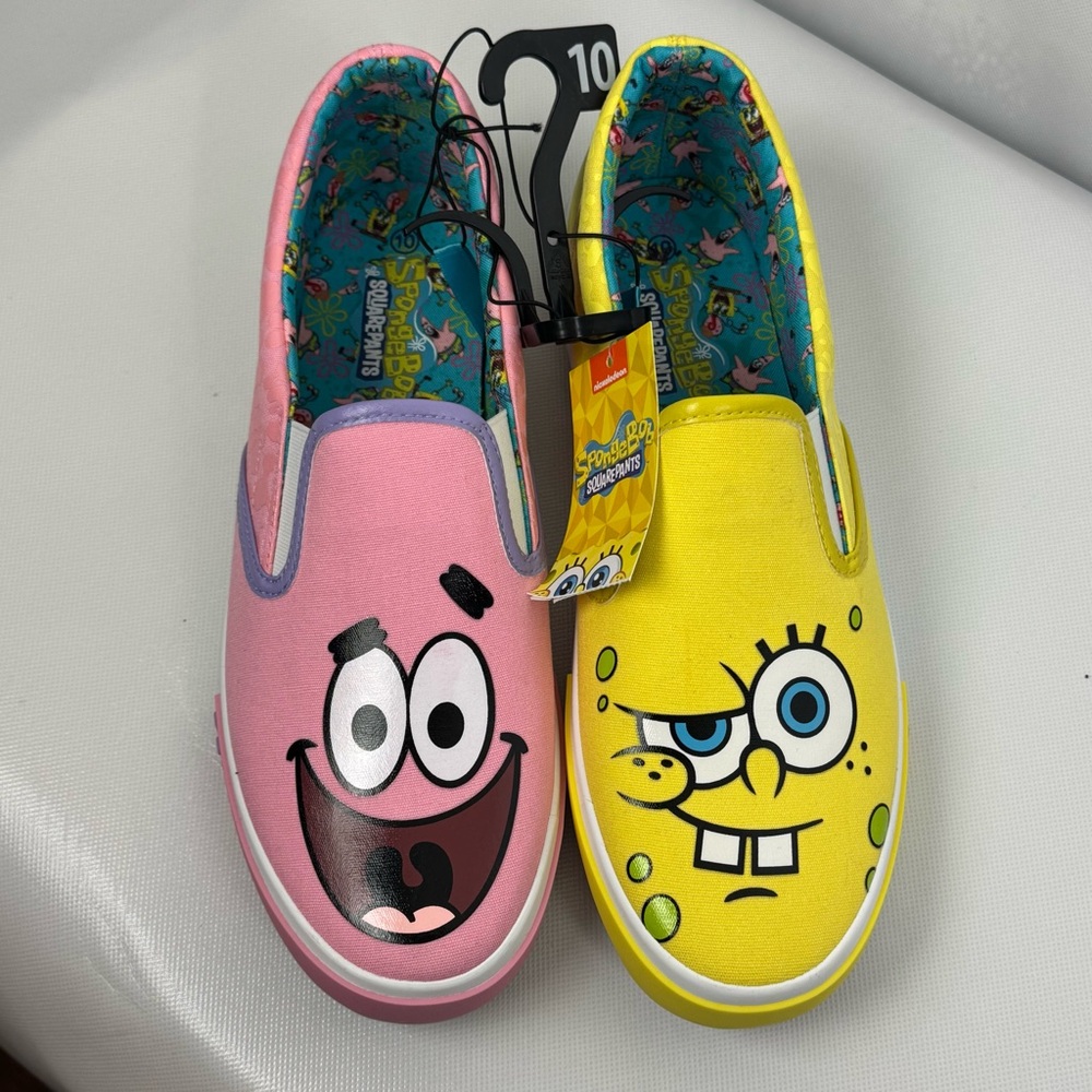 SpongeBob SquarePants Pink and Yellow Slip-On Sneakers